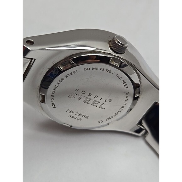 Fossil Steel FS2562 Womens Blue Dial Stainless Quartz Watch New Battery 50M WR